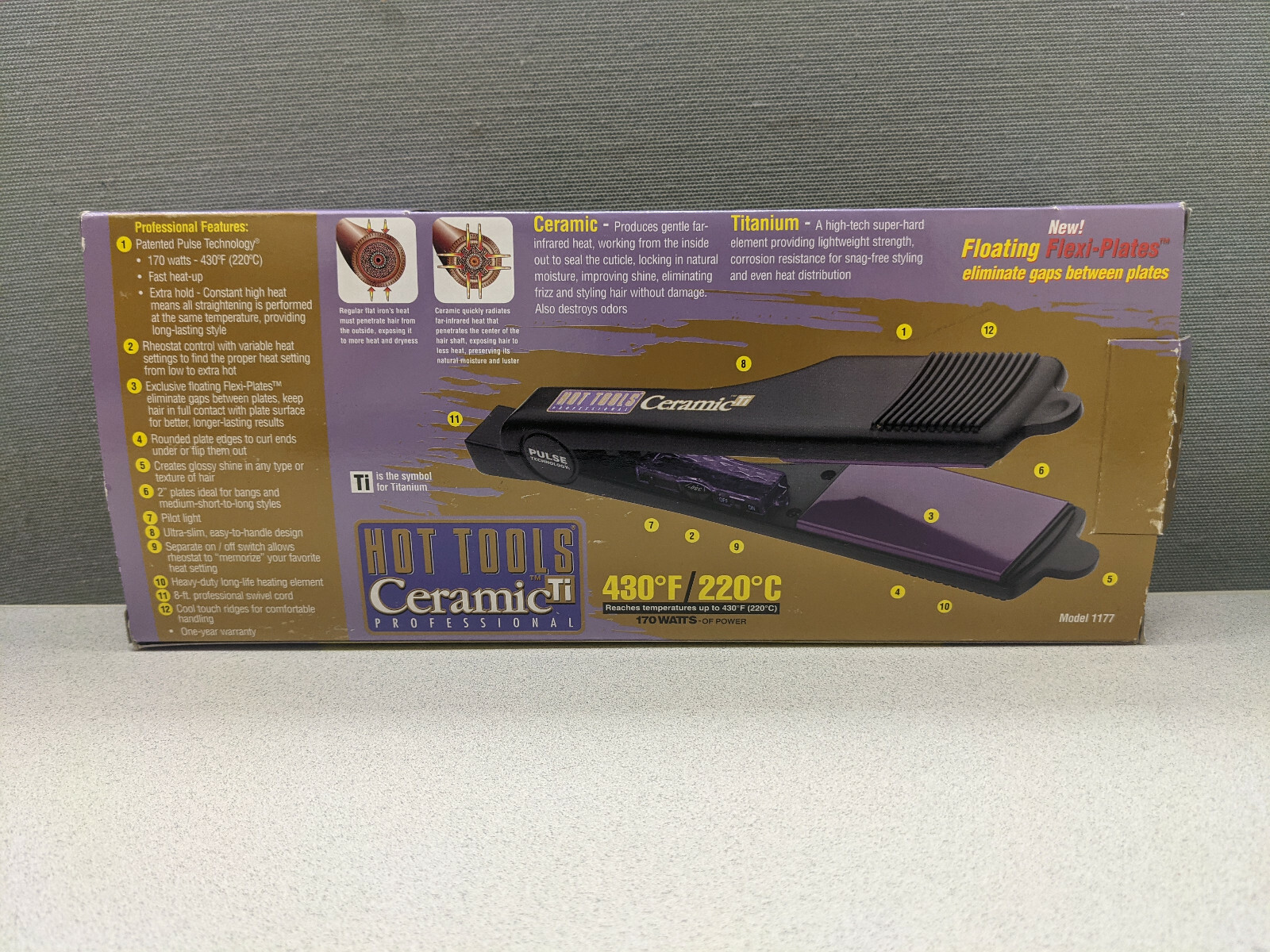 NEW Hot Tools Professional Ceramic Titanium Flat Iron, 2 Inches MODEL 1177