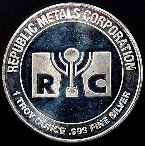 Republic Metals Corporation One Troy Ounce .999 Fine Silver round! NO RESERVE!