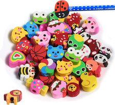 35PCS Fun Animal Fruit Pencil Topper Erasers for Kids Bulk,Cute Top Erasers Caps