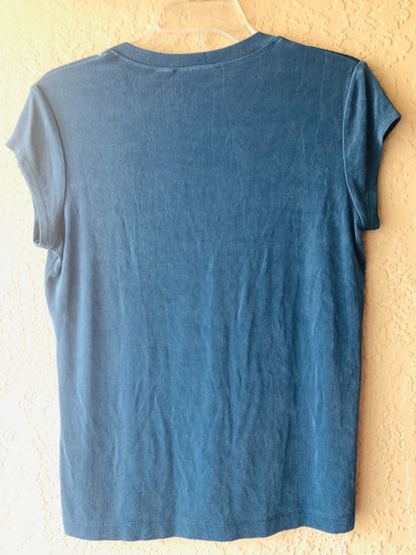 Damen Kurzarm Shirt, Chico's, 1, V-Ausschnitt, Acetat/Elasthan, Strick, blau - Bild 3 von 3