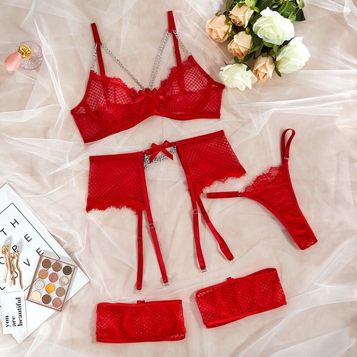 Conjunto de lencería de liga sexy para mujer ropa interior de cintura alta lencería babydoll de encaje EE. UU. - Imagen 30 de 103