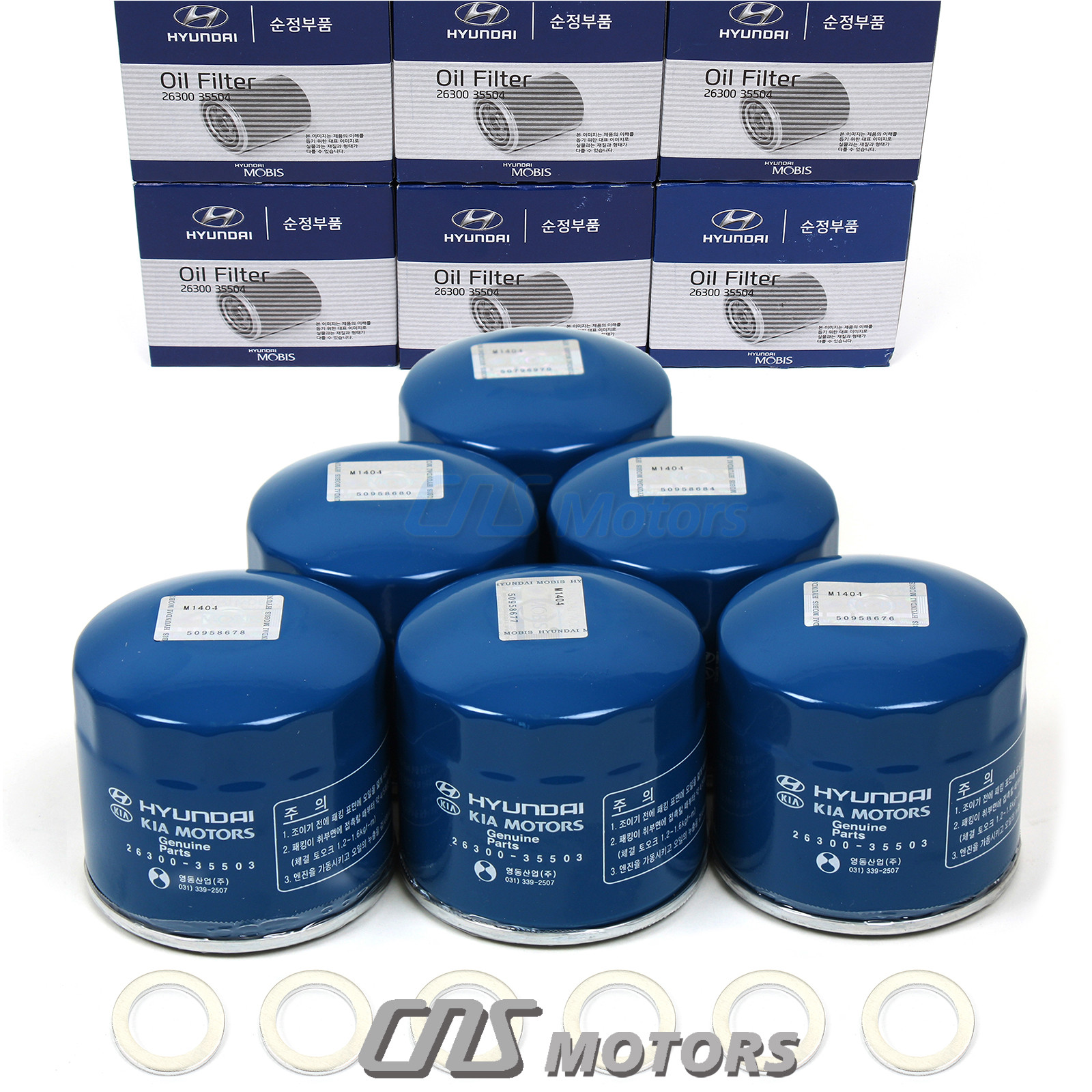 ⭐GENUINE OEM⭐ Oil Filters w/ Washers 6PACK for Genesis Hyundai Kia 2630035505
