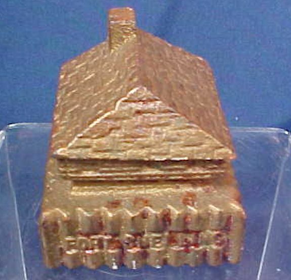 Vintage Fort Snelling Cast Iron Paperweight Gold Paint