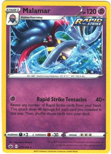 Malamar 70/198 Chilling Reign Regular Rare Pokemon Card Pokémon TCG 070/198