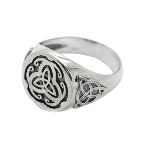 Slavic Triquetra Celtic Triple Knot Mens Ring Signet Sterling Silver 925 - Picture 3 of 11