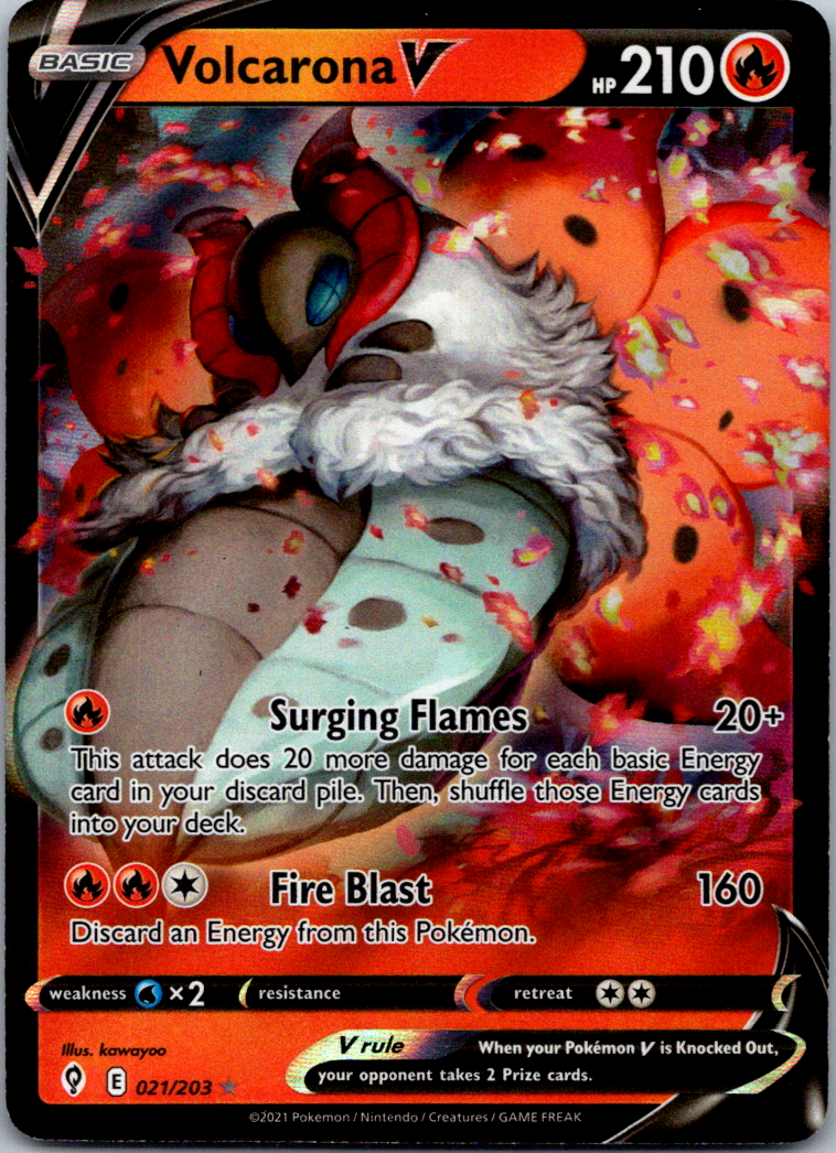 volcarona v pokemon card value Volcarona V 021/203 Evolving Skies Ultra Rare Holo Pokemon TCG Card NM Foil