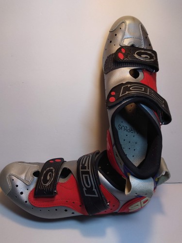 SIDI Cycling Triathalon Shoes Silver Red Made Italy EUR Size 40 Women 9.5 T-1 - Picture 5 of 14