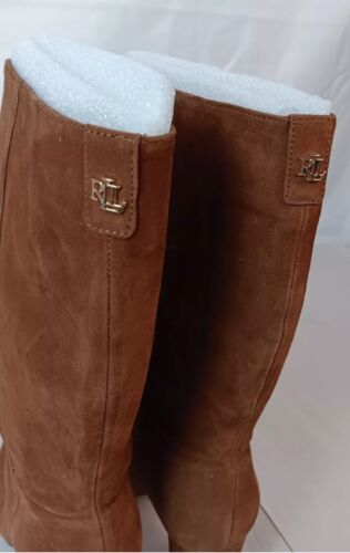 Lauren Ralph Lauren Brown Suede Knee-High Block Heel Boots Size 9.5 - Picture 2 of 8