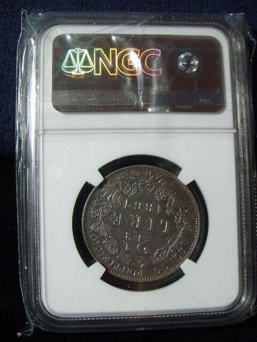 1867 R XXI Italy 2.5 Lire Papal States NGC AU DETAILS FREE SHIPPING - Picture 2 of 4