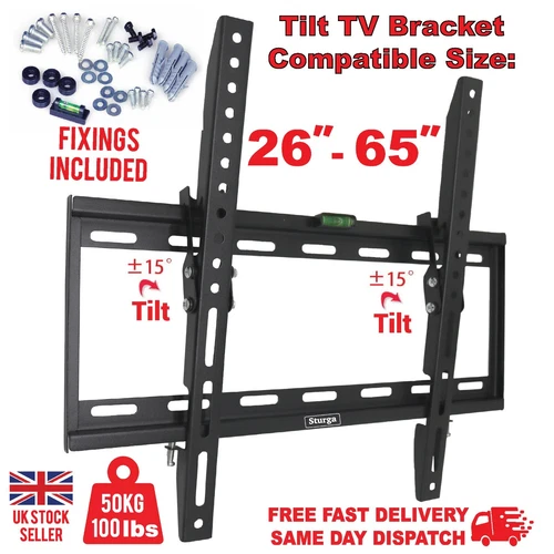 TV Wall Bracket Mount TILT For 26 32 40 50 55 Upto 65 Inch Flat LCD LED QLED TVs