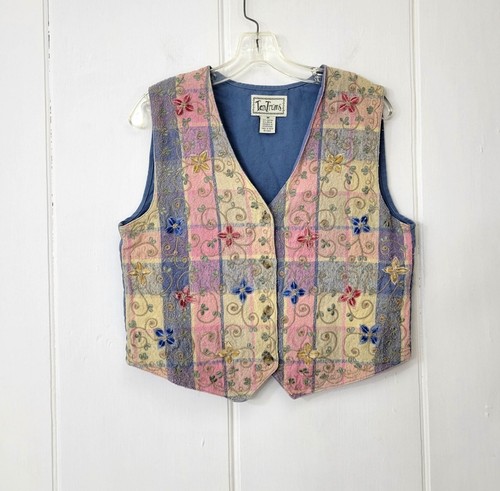 TanTrums 1990s Floral Embroidered Vest
