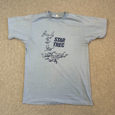 VTG 70s Star Trec Parachuting Shirt - Sz Small - Single Stitch Graphic Tee Look
