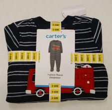NWT Carters 1 Pc Pajamas Navy Stripe FireTruck 18M