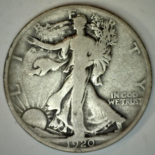 1920 S US Half Dollar Silver Walking Liberty Very Good Fifty Cents Coin