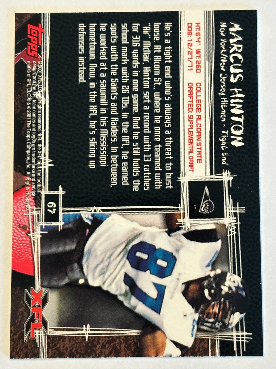 2001 Topps XFL #67 Marcus Hinton New York/New Jersey Hitmen | eBay