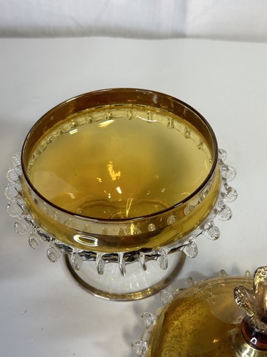 Bohemian Glass Candy Dish With Cover with Ship On Cover - Picture 4 of 9