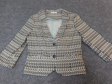 Cabi Womens Jacket 8 white circles Blazer two-button multicolor stretch cotton