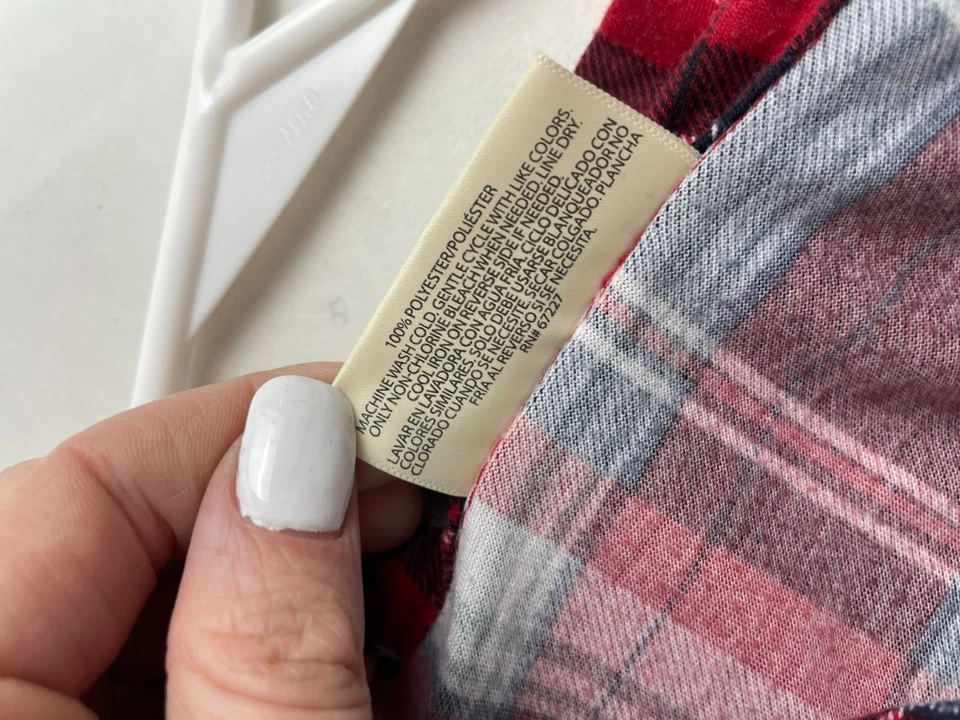 Bobbie Brooks Blouse Shirt Women's Plus Size 3X Red Blue White Plaid Pajama Top - Image 3 of 3