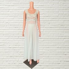 Vintage 50s 60s Maxi Slip Dress Sheer Lace Pastel Green Vanity Fair Xs/s