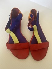 MIDAS Laughing Tangerine Colourful Open Toe Sandals Shoes Leather Size 7 Low