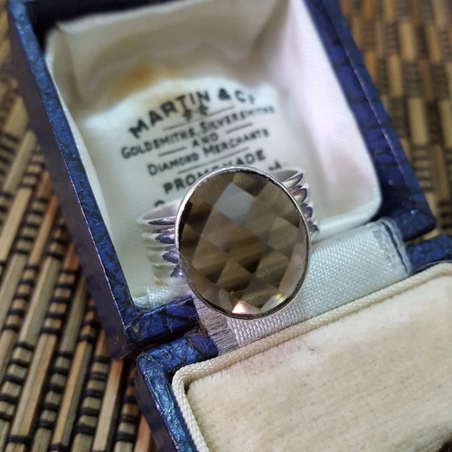 Vintage 925 Sterling Silver Ring, Smoky Quartz Gemstone Ring, Size M US 6.25 - Picture 5 of 7