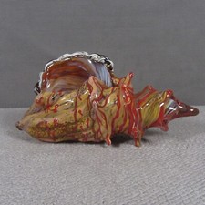 Blown Art Glass Conch SEA SHELL Brown Red Swirl Large Sculpture Figurine