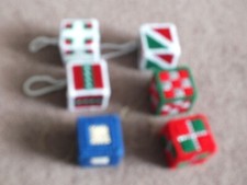 Collectible Holiday Christmas Ornament Set 6 Needlepoint Gifts 1 3/4" Square