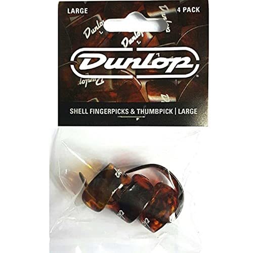 JIM DUNLOP Shell Plastic Finger & Thumbpicks, Large, 4/Player's Pack