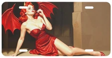RED devil female Lying On Ground  License Plate 6 X 12 Inches Aluminum New