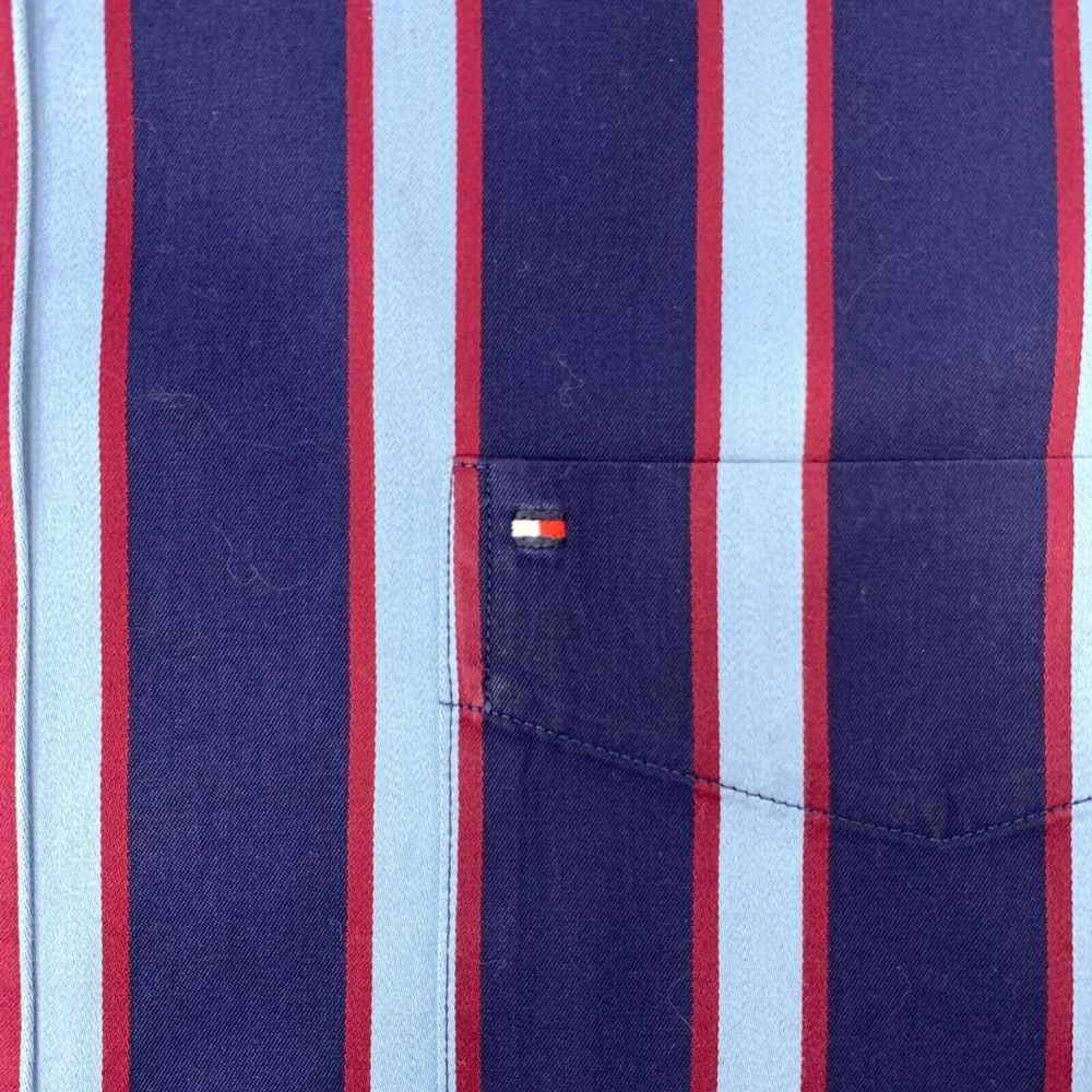 Tommy Hilfiger 80's 2 Ply Cotton Fabric Blue Men's Long Sleeve Shirt Size XL thumbnail 6