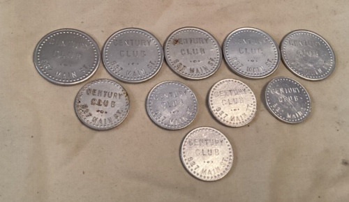 Group of 10 Vintage Us Trade Tokens Century Club 937 Main Street