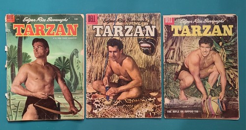 Lot Of 3 Original Dell Edgar Rice Burroughs Tarzan Comic Books By Dell Comics