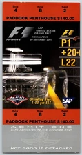 2001 F1 SAP Grand Prix - Ticket Indianapolis IMS Race Formula One Racing Seat 2