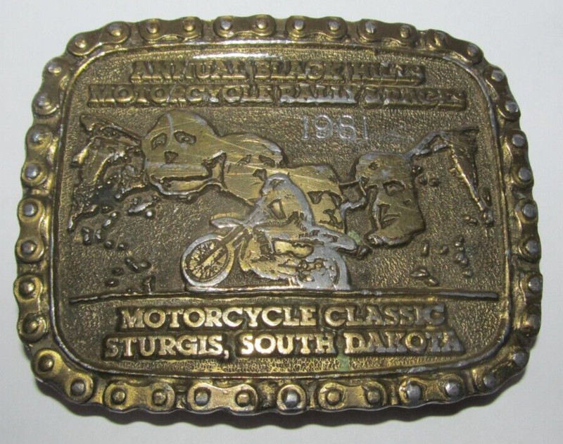 RARE 1981 Annual Black Hills Motorcycle Rally & Races STURGIS, SD  Belt Buckle