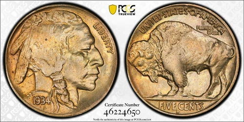 1934-D Buffalo Nickel  MS 64