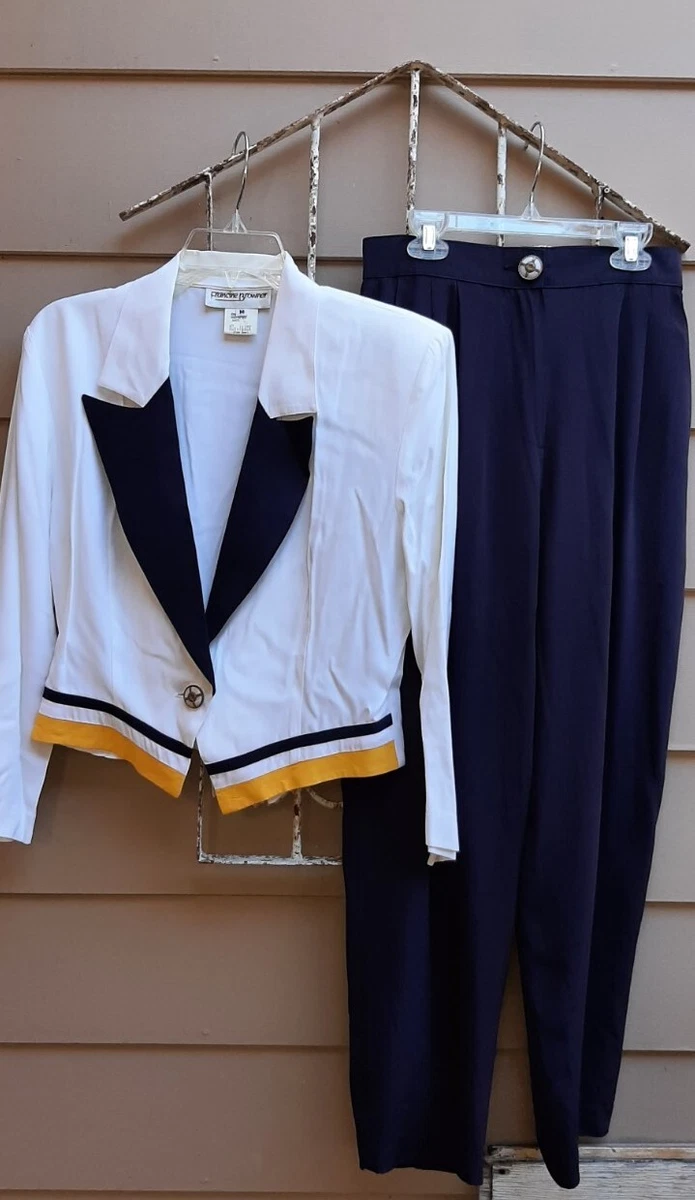 White jacket navy pants cheap