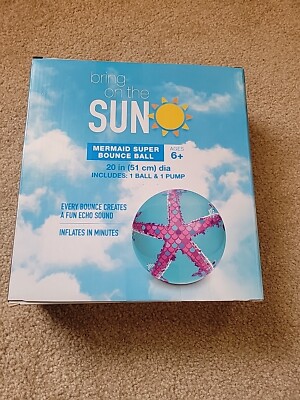Bring on the Sun Mermaid Super Bounce Ball with Pump 20'' NIB