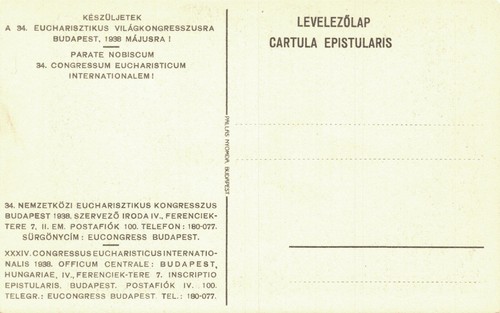 Hungary Budapest Nemzetközi Eucharisztikus Kongresszus Vintage Postcard 07.47 - Picture 2 of 2