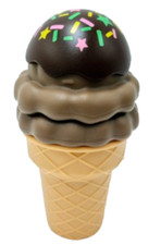 Play Food Double Scoop Chocolate Ice Cream Cone With Hot Fudge Topping Mint