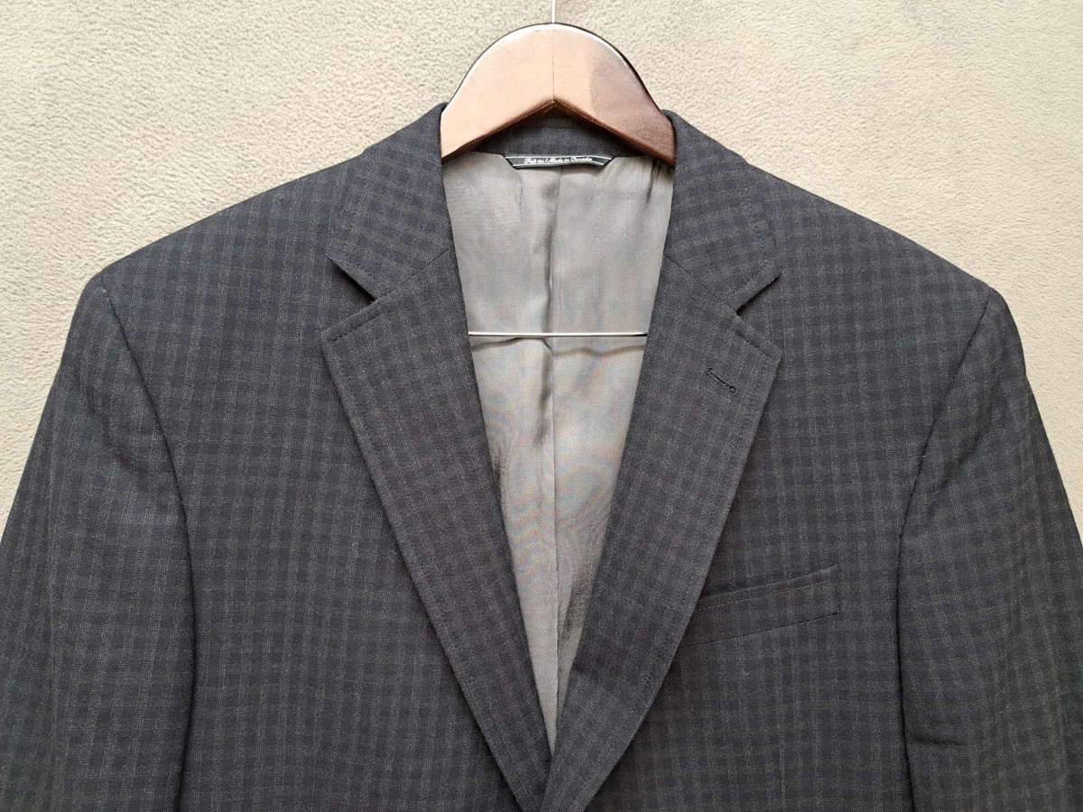 Jack Victor Exclusive Collection Plaid 2 Button Blazer 42R Navy