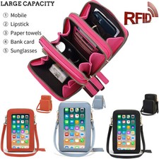 Women Crossbody Phone Purse Touch Screen Wallet RFID Blocking with 2 Straps Gift
