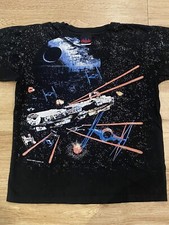 Vintage 1998 Star Wars Death Star Millennium Falcon Fight T-Shirt Y XL 18.5x22.5