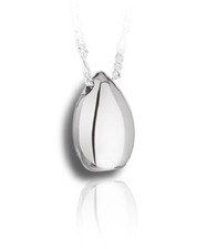 Sterling Silver Tear Drop Funeral Cremation Urn Pendant for Ashes with Chain