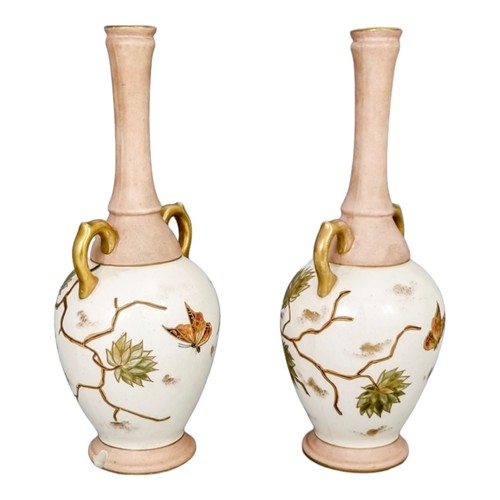 Antique 1880's German Franz Anton Mehlem, Royal Bonn blush Aesthetic vase pair - Picture 5 of 18