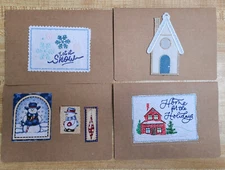 Unique Handmade Christmas Cards Set of 4 Rustic
