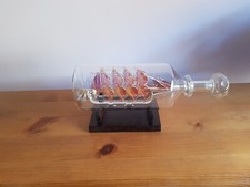 Glass Ship inside a Glass Bottle, Hand Crafted