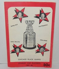 1967-68 Chicago Black Hawks Bobby Hull & Stanley Cup Hockey Playoffs Program