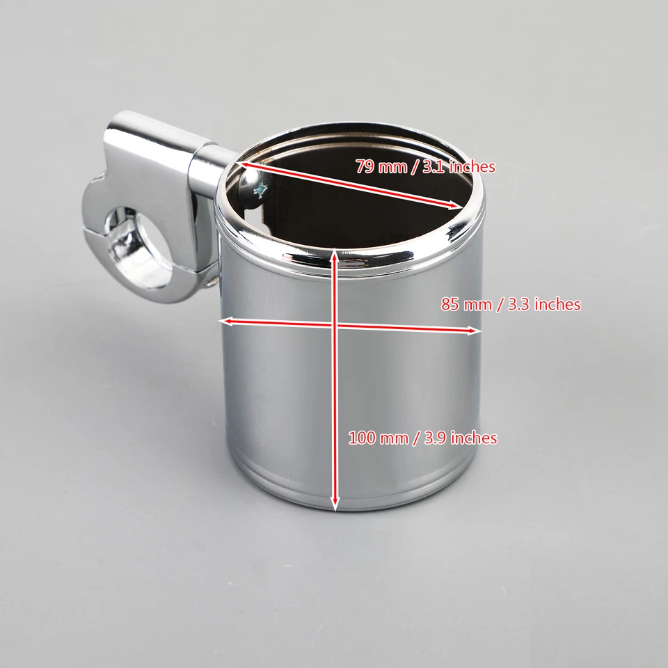 Motorcycle ATV Chrome Cup Holder Fit for 7/8" 1" 1-1/4" Handlebar Universal US A Foto 4 de 4