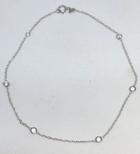 LC Lauren Conrad Beautiful 10K White Gold and White Topaz 9 3/4" Anklet