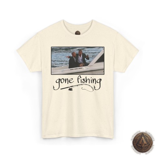 Gone Fishing T-Shirt, Barack Obama George Clooney Boat Photo Conspiracy Tee - Picture 56 of 109